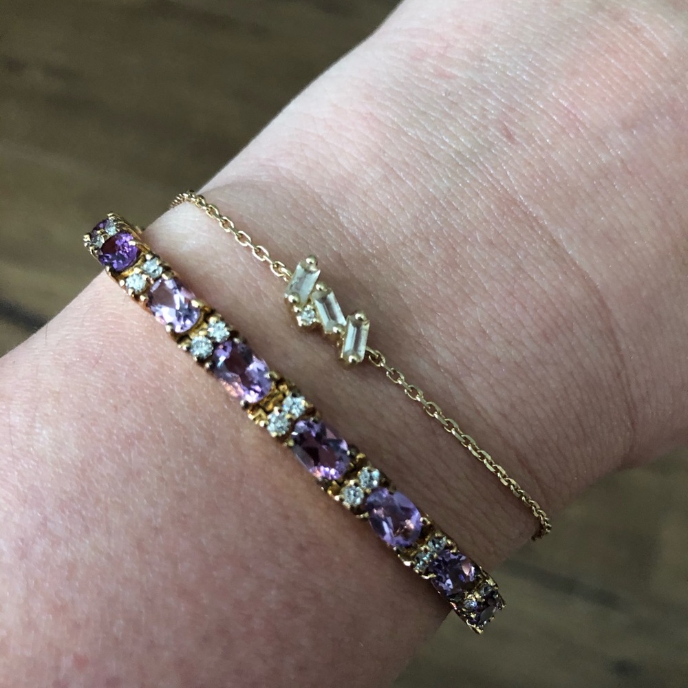 VINTAGE AMETHYST & CZ Sterling/Vermeil Bracelet